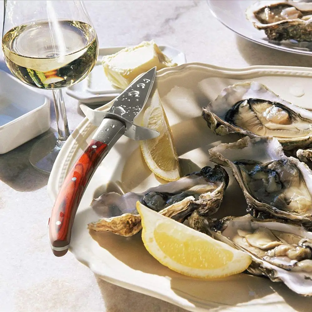 AMBER Premium Quality Pakka Wood-handle Oyster Shucking Knife Sharpeners Stainless Steel