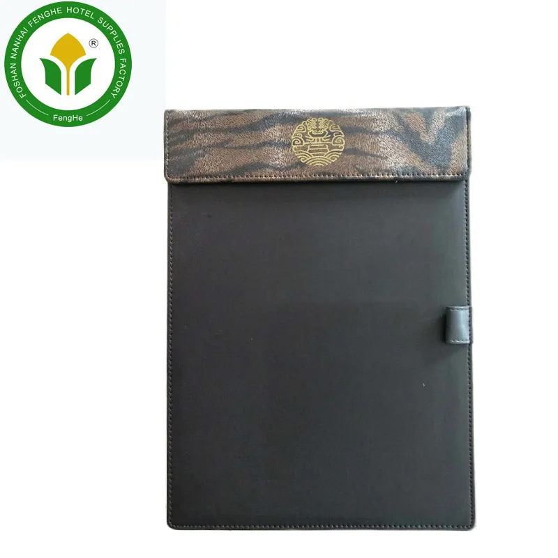 Hotel supplies restaurant magnetic A4 A5 brown leather menu bill folder with logo