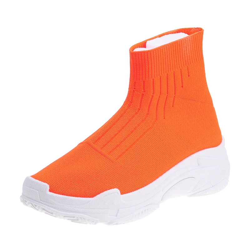 
Factory High Quality Casual Designer Flying Knitted Fashion Sneakers women Running Sports Sock Shoes 
