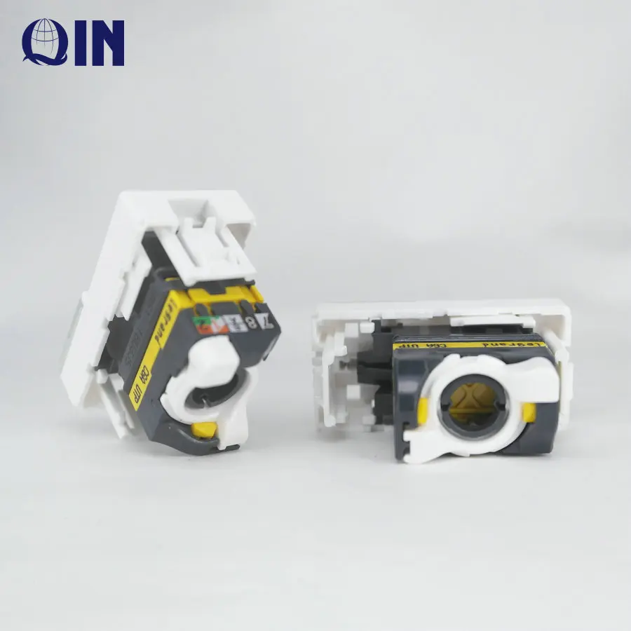 French type single port modular jack yellow color 45*22.5mm face plate CAT6A RJ45 UTP keystone Jack 76571
