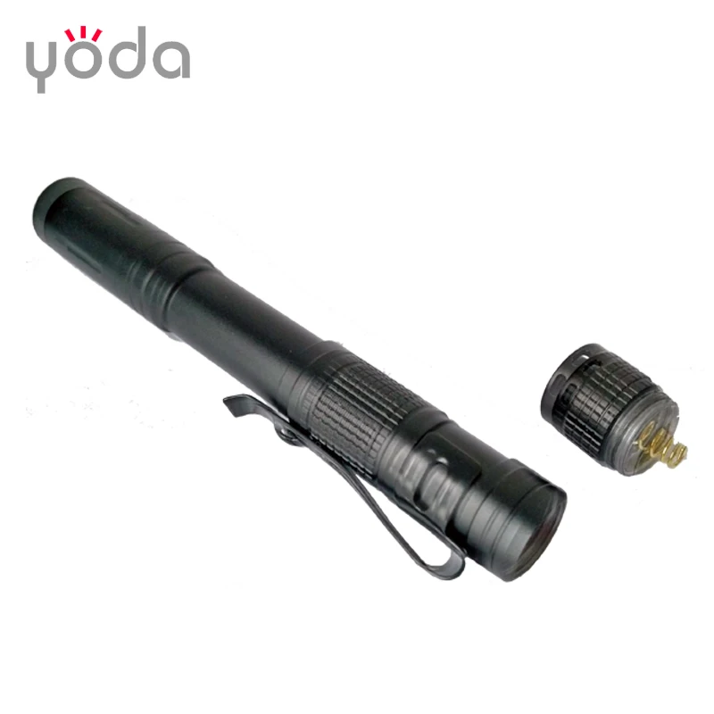D9190-2 pen shape AAA dry battery white yellow double led light doctor flashlight with clip