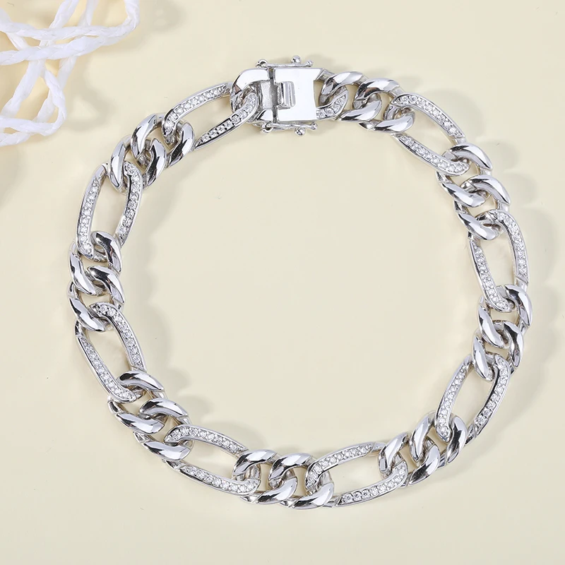Gold 925 Sterling Silver Jewelry Chain Link Curb Bracelet For Men Women