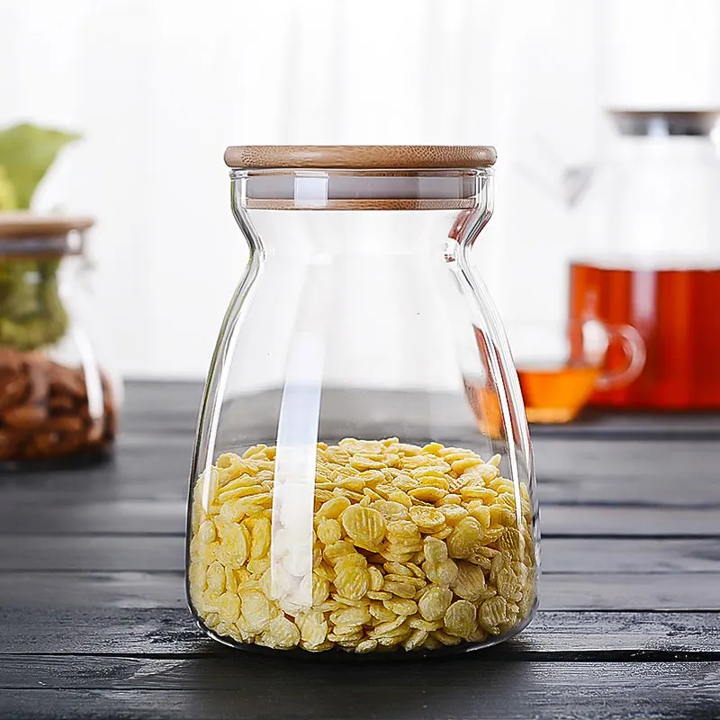Home usage Big Capacity Clear Glass Storage Jar Eco-friendly Durable Hermetic Tea