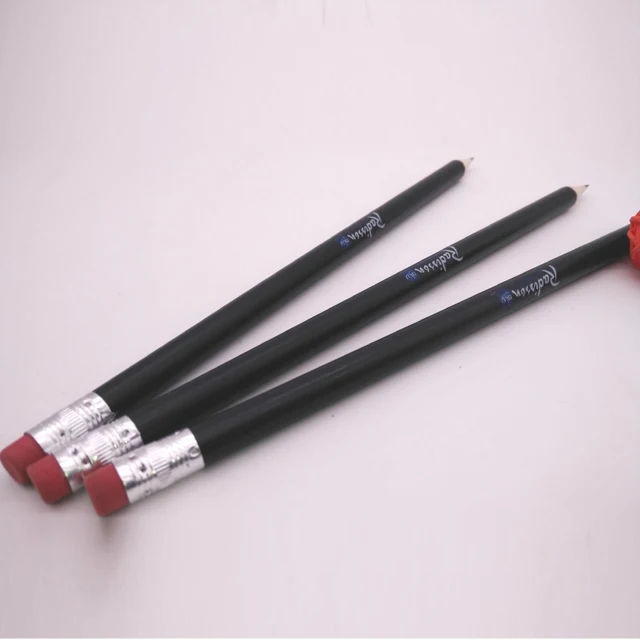 Logo printed high quality wooden HB sharpened hotel pencil with eraser