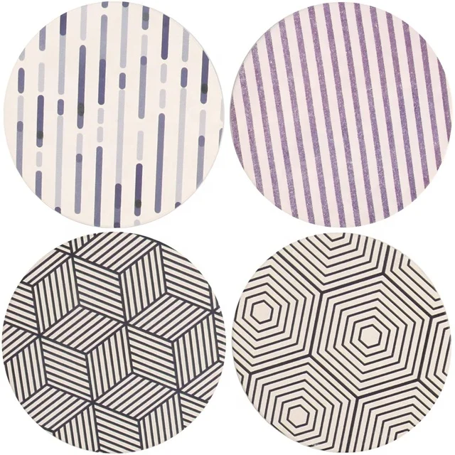 
Custom Logo sublimation white black blank Round Drink tea cup ceramic coaster 