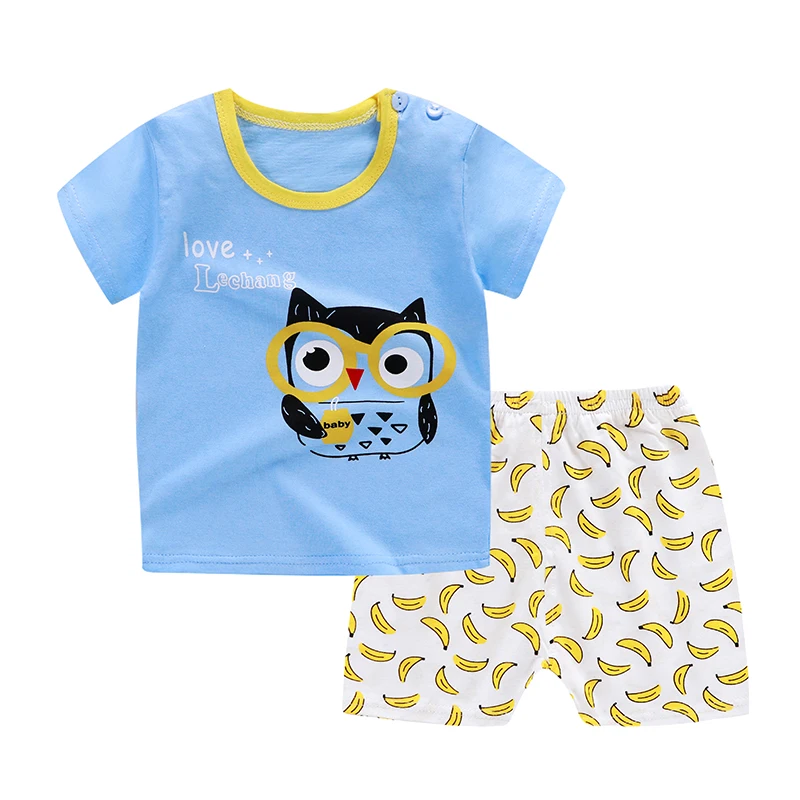 
Factory price Summer children clothes set 100% cotton short sleeve 2pcs baby clothes set wholesale 