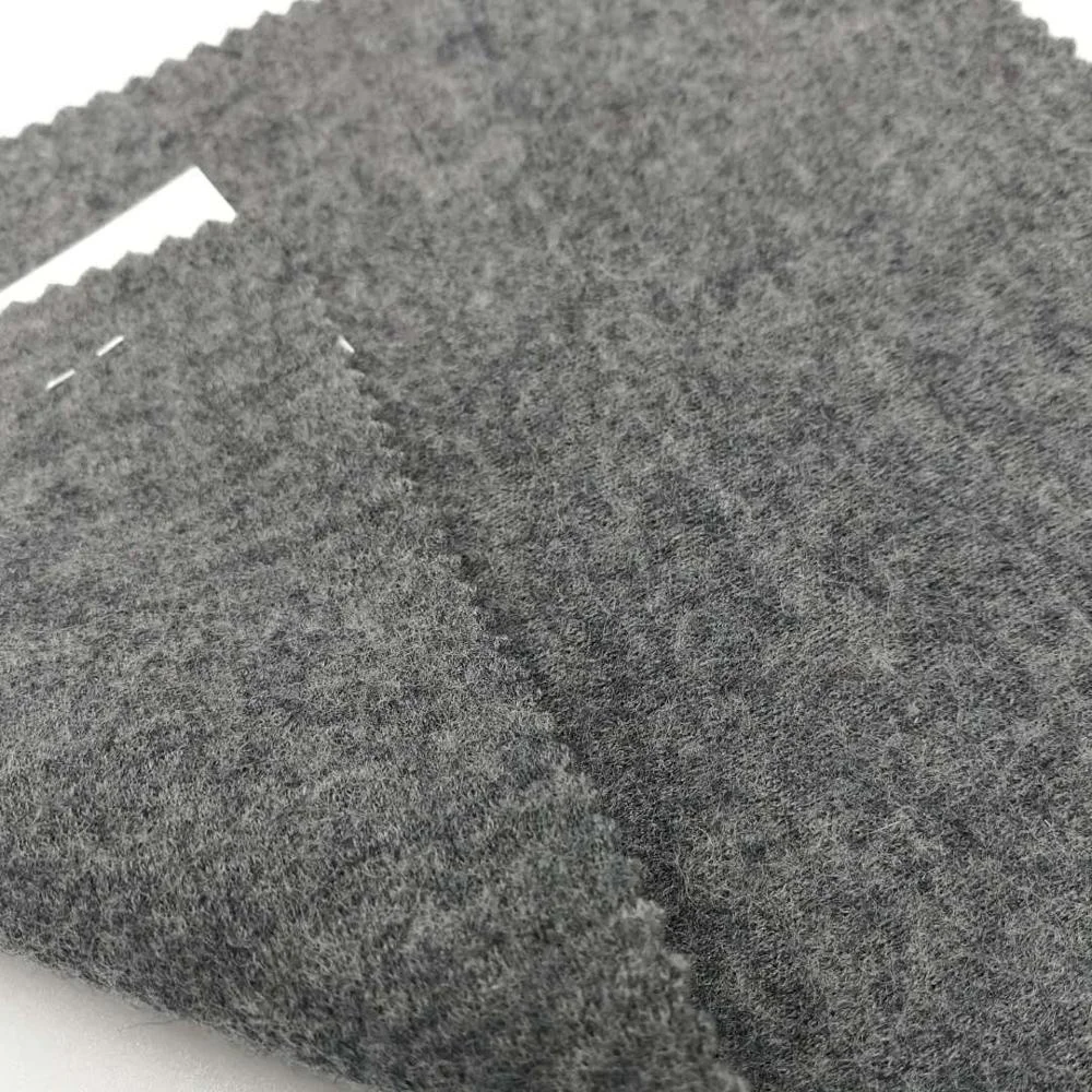 hotsale light weight SUPER black wool poly boiled fabric knit woolen fabrics