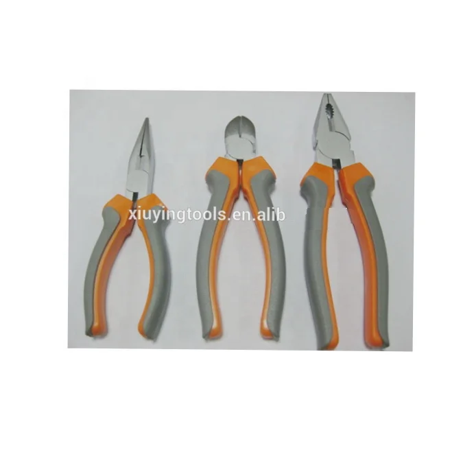 Набор из 3 плоскогубцев, 6 дюймов с длинным носом, 6 дюймов, кусачки с диагональным резцом, 7 дюймов комбинированные плоскогубцы