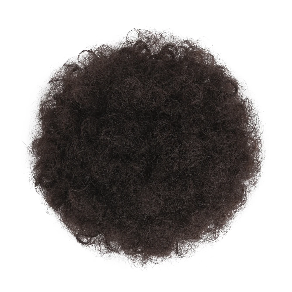 
Afro Kinky Curly Hair Bun Wrap Drawstring High Puff Ponytail Short Updo for Natural Hair With 2 Clips #4 