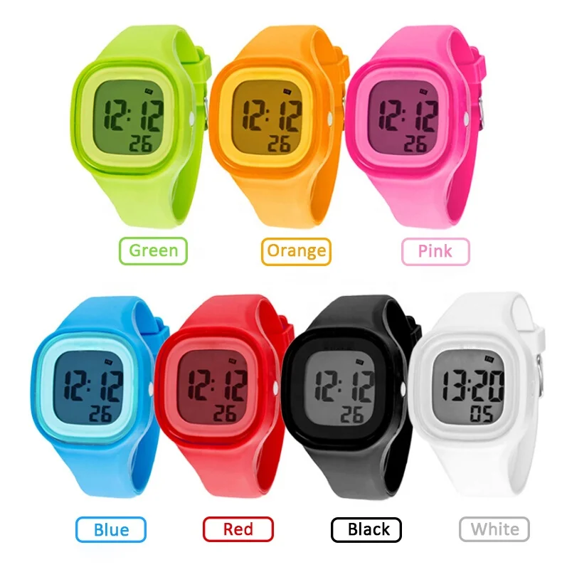 Fashion Silicone Odm Watch 2020 Custom Plastic Kids Square Analog Chocolate Bracelet Design 9mm Chinese Digital Movt Hook Buckle