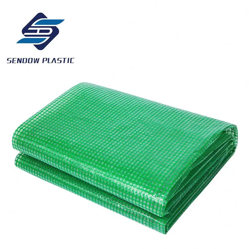 Green Grid Dump Truck Mesh Airtight Printing Poly Tarpaulin Tarp