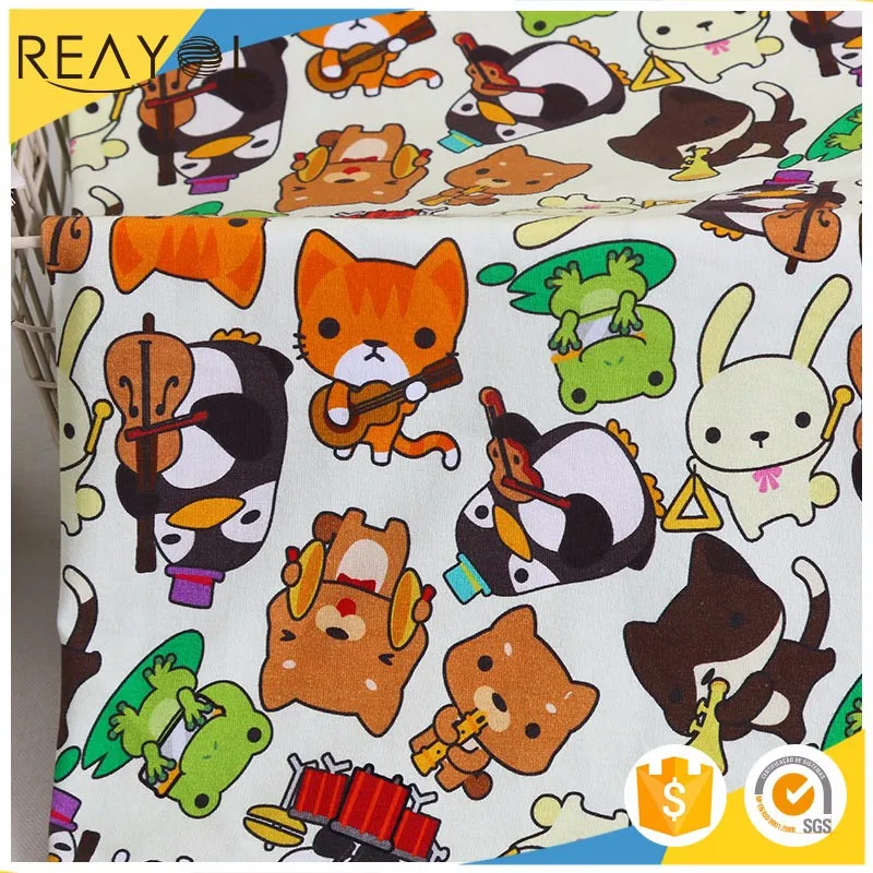 Selling  95% cotton 5% spandex fabric animal custom digital printing cotton jersey fabric for dress