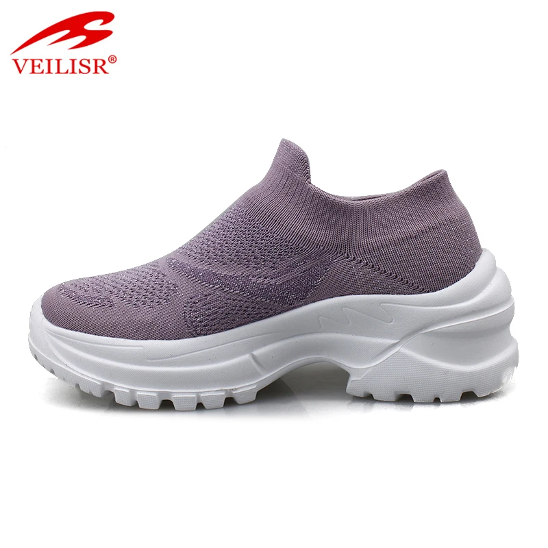 China Wholesale Low Price comfortable Outdoor knit fabric ladies sports casual shoes chunky women sneakers