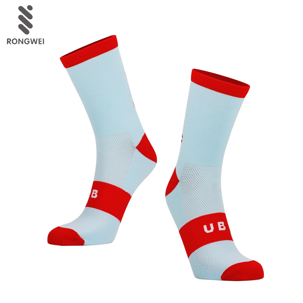 Wholesale custom light blue breathable thin nylon sport cycling socks