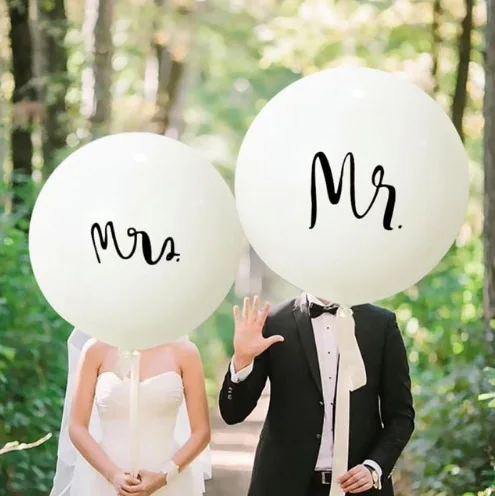 
36 Inch Giant Latex Balloons Pinrted With Mr. or Mrs. with Tassels For Wedding Decorations 