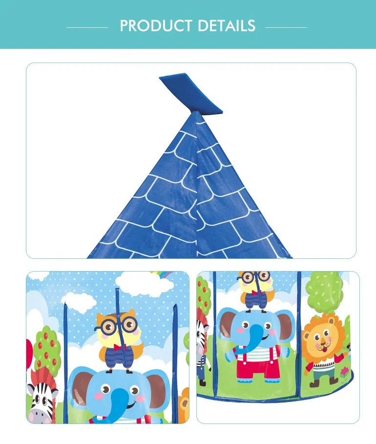 Indoor Or Outdoor Children Teepee Tent Cute Cartoon Animal Pattern Private Yurt Durable Kids Play House Tent