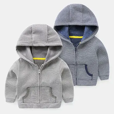 
Wholesale cheap price kids sport jacket knitted children zipper up fleece jacket with hood 