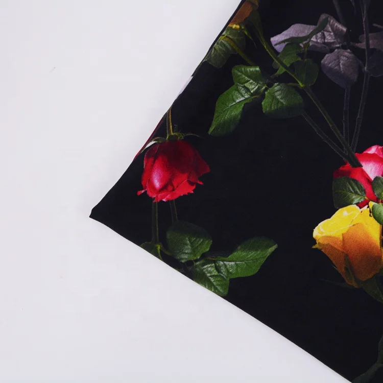 Best seller breathable soft touch rayon satin flower leaf vivid 3d digital printed fabric for dresses
