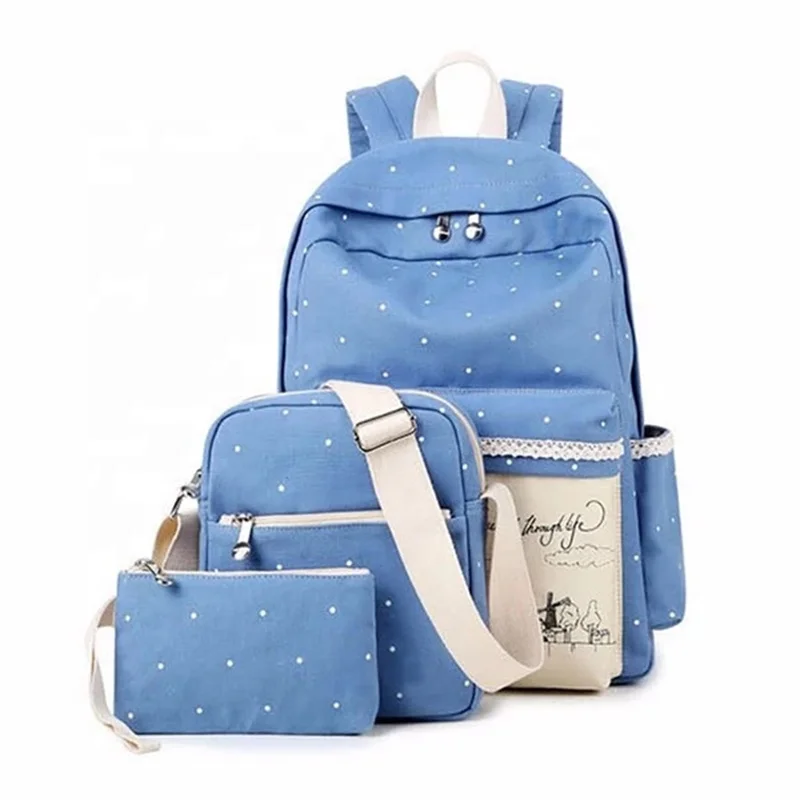 Wholesale Stock Design Cheap Canvas Fashion School Backpack Bags Set for Travel School Backpack Bag
