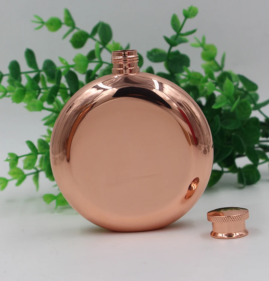 Copper Around Hip flask, 18/8 Eco-Friendly stainless steel 6oz copper Pocket hip Flask, Portable Stainless steel Copper Flask