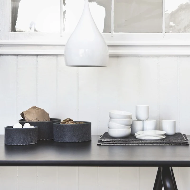 Grey color 3 pcs Set felt bread table tray durable stitching felt storage case