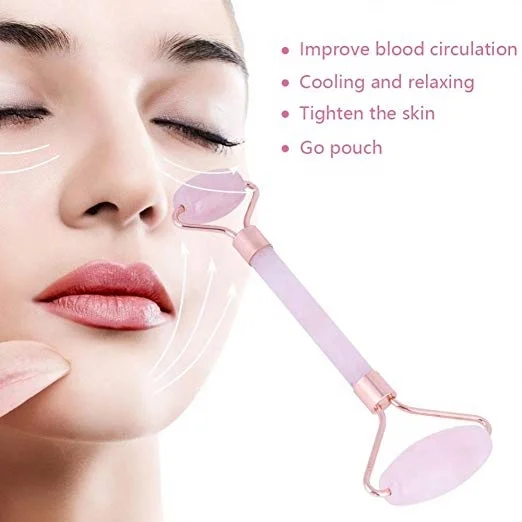 Rose Quartz Face Roller, Facial Rolling Massager, Face Massage Roller Sets