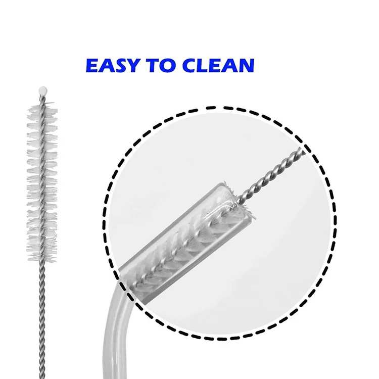 Eco-Friendly Reusable Glass Straw Drink Accessories 8mm 10mm 12mm Diameter High Quality with Brush for Bottle Use