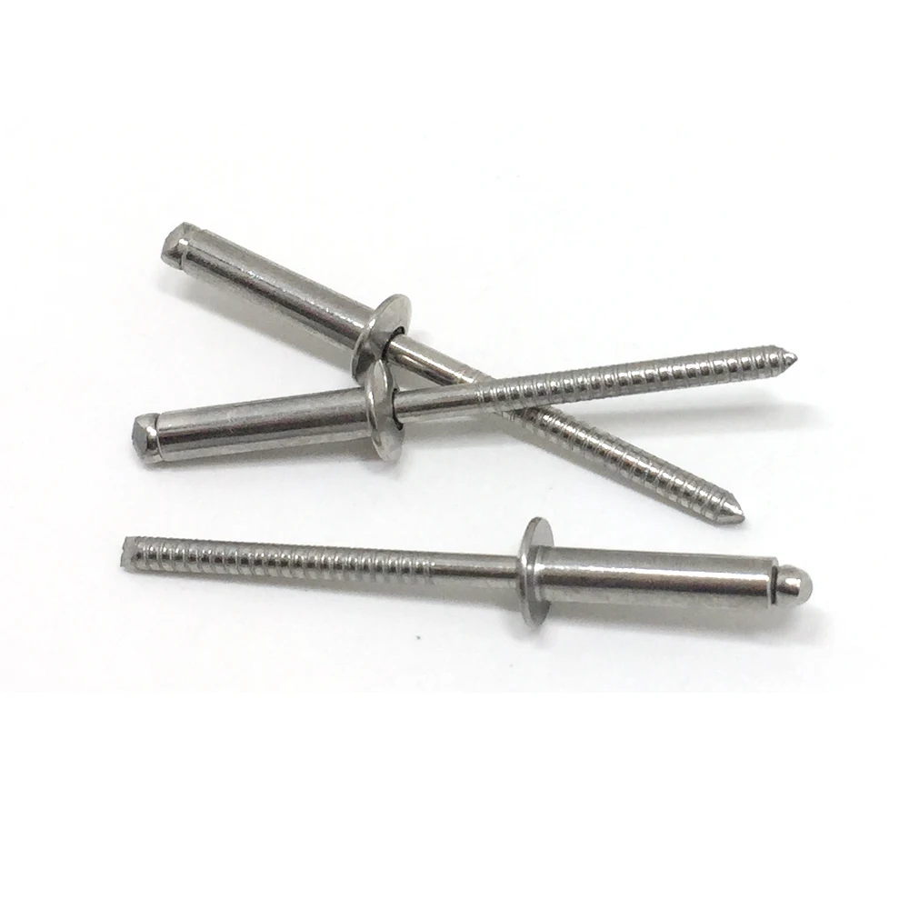 DIN7337 All sizes 2.4/3.2/4/4.8/6.4 stainless steel A2 A4 SS304 SS316 Open End Blind Rivets Break Manderl Blind Rivet