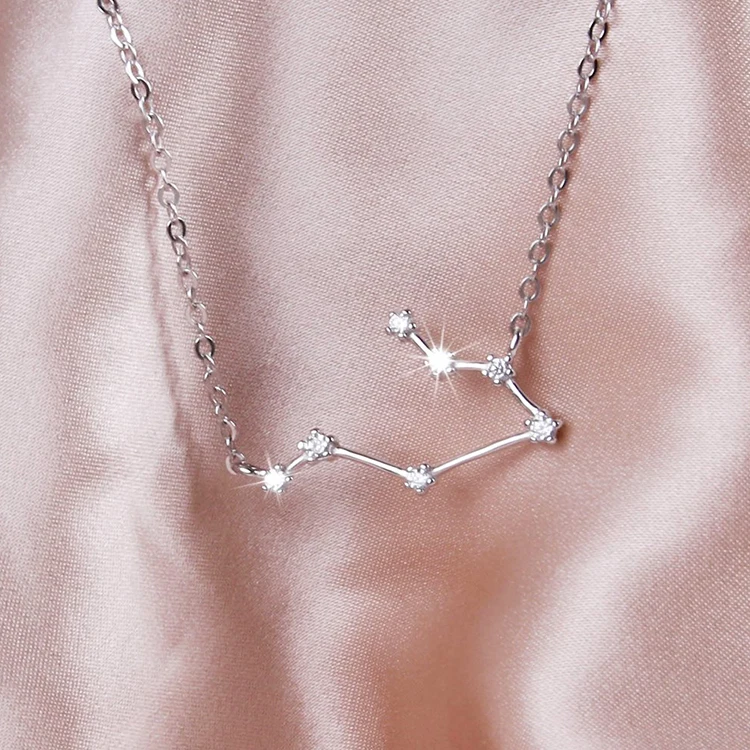 Horoscope Zodiac Symbol Necklace 925 Sterling Silver Pendant Jewelry for Girls