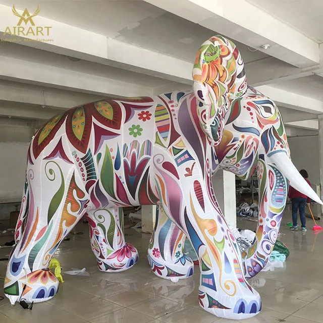 Hot sale 3m tall inflatable colorful elephant animal model for event decoration