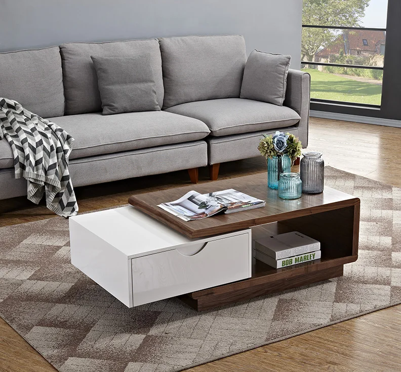 Factory Price China Oem Manufacturer High Quality Adjustable Rotating Glossy Coffee Table For Living Room
