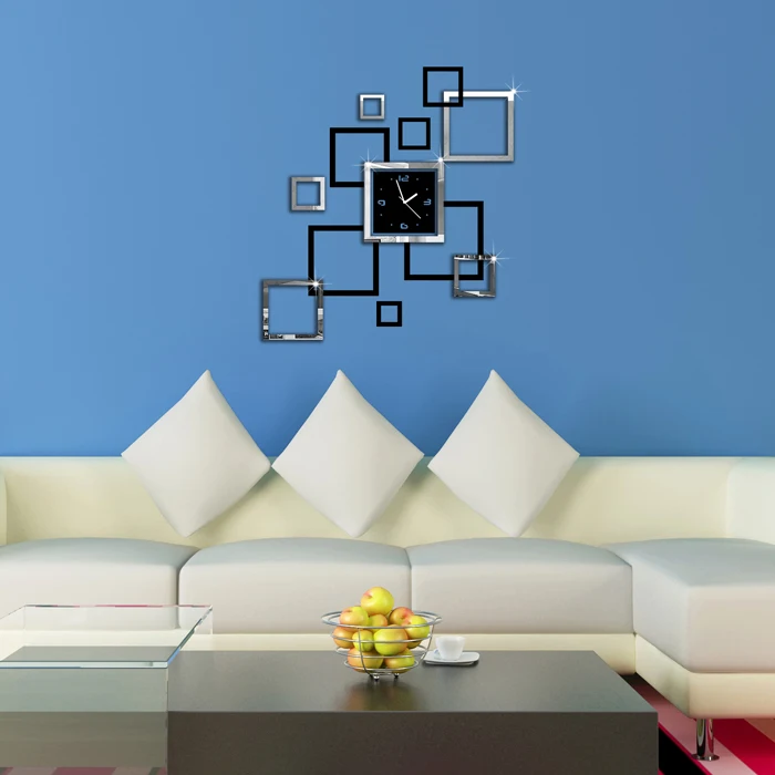 Preciser Modern Design Mirror Wall Clock 3D Crystal