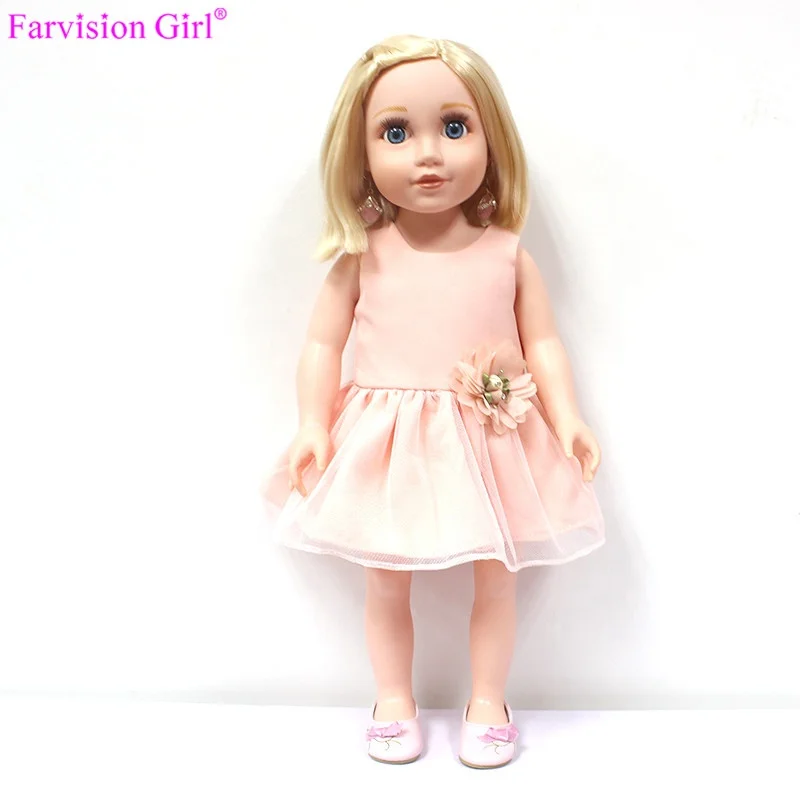 Custom 18 inch dolls made in China wholesale vinyl toy dolls with clothes and shoes
