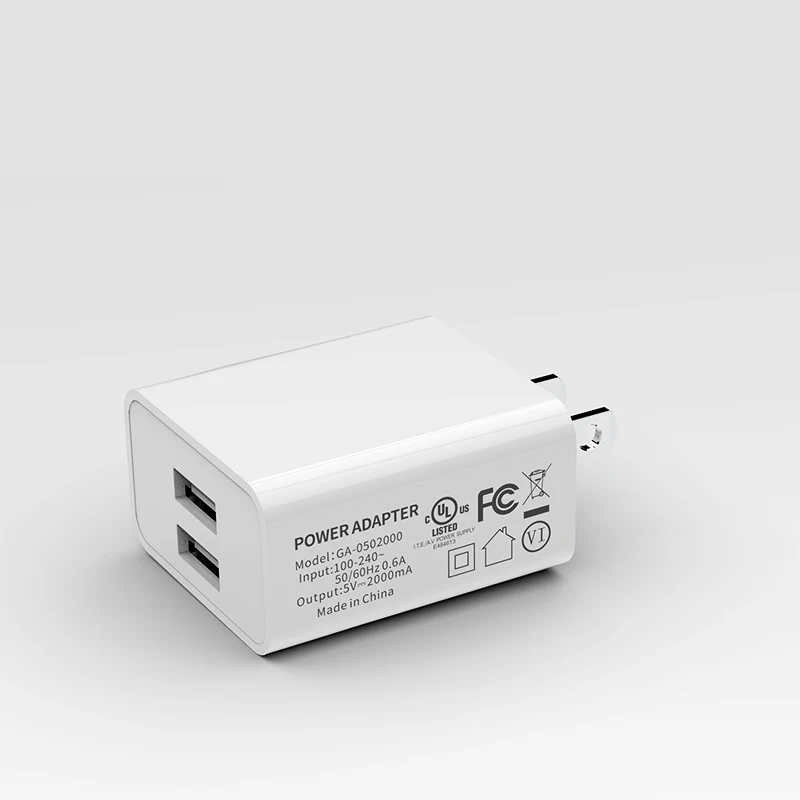 
5V 2A 2 USB American standard UL FCC certified wall charger US dual USB ports high-quality mobile phone charger 