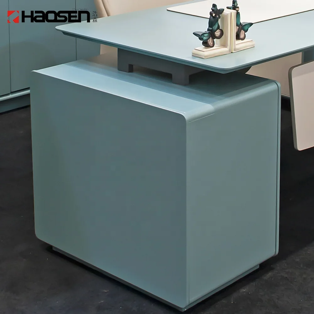 Simple modern I shaped Blue computer desk director office desk for executive Working office furniture(09002)