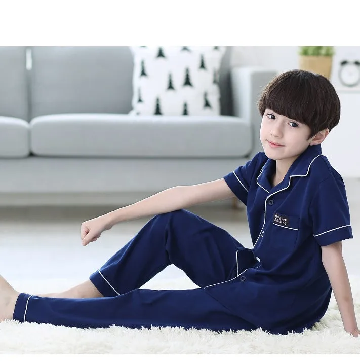 Lovelybabies, голубая британская рубашка с коротким рукавом, длинные брюки, Пижамный комплект для мальчиков, пижамы, OEM, фабрика услуг