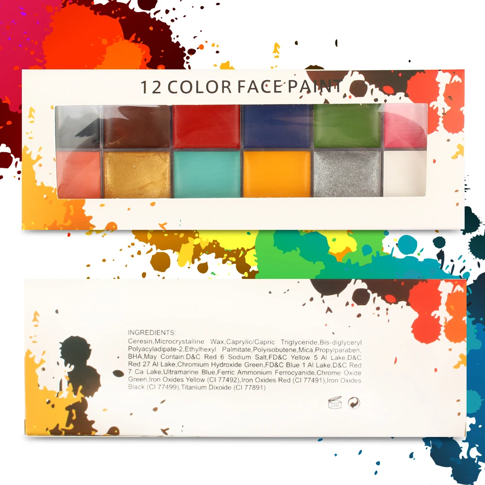 12 Colors Face Paint Palette