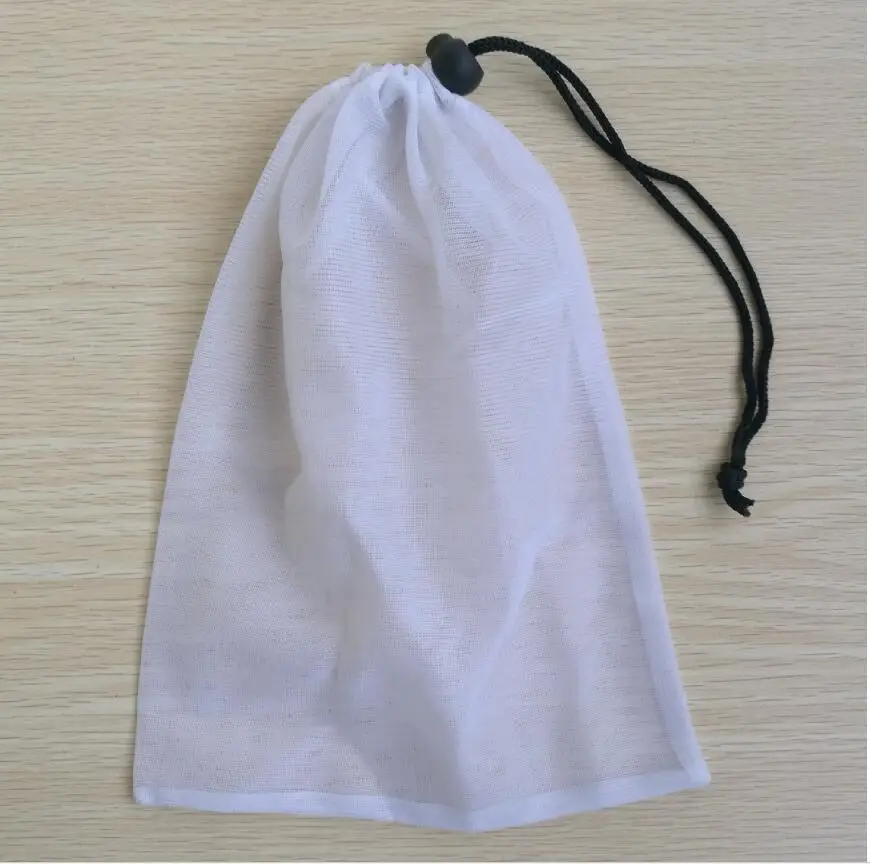 high quality polyester fabric net drawstring storage and packaging small mesh bag with custom logo