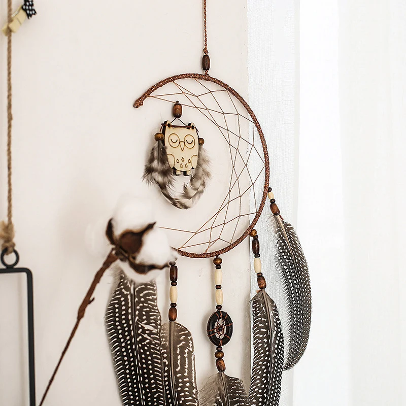 
APHACATOP New nordics big size owl indoor decoration pendant feather dream catchers Dream Catcher 