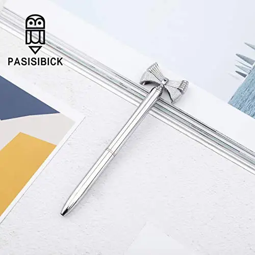 Butterfly Ballpoint Pens,3 Pcs Rose Gold and Silver Metal Pens with Black Ink