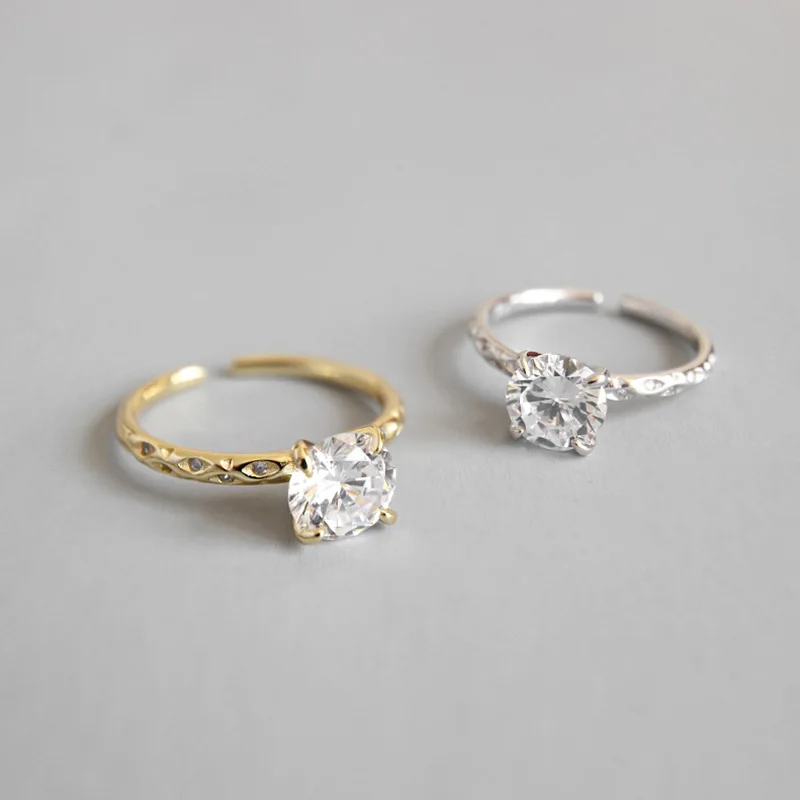 OEM 925 silver wedding ring single stone cubic zircon engagement rings