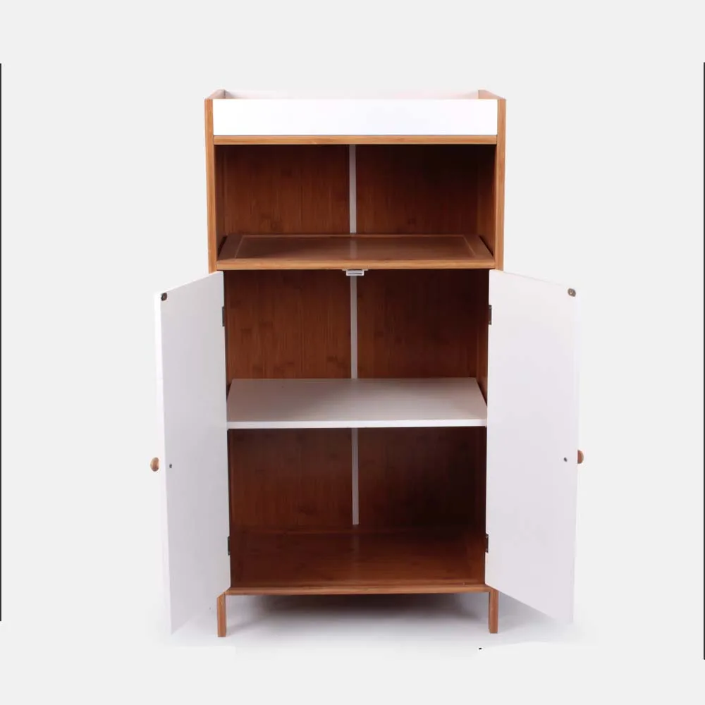 2021 New Bamboo Wooden Shelves Storage Cabinet Modern