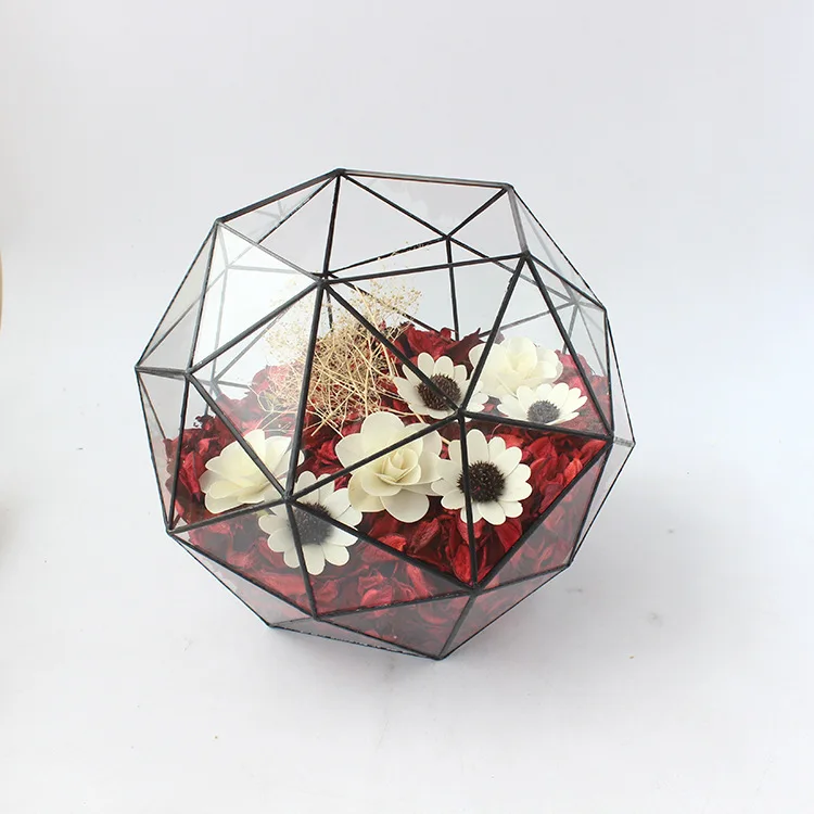 Wholesale plant glass container glass ball Geometric Stained Glass vase Terrarium Round Ball