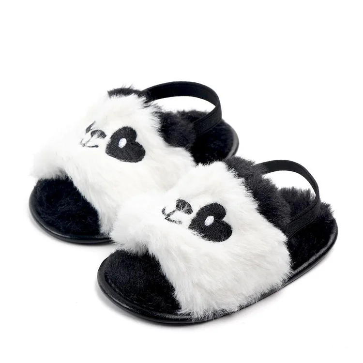 
New Baby Fur Sandals Fashion Kids Unicorn Cat Panda Slippers Infant First Walkers Newborn Walkers Shoes Kids Cute First Walkers 