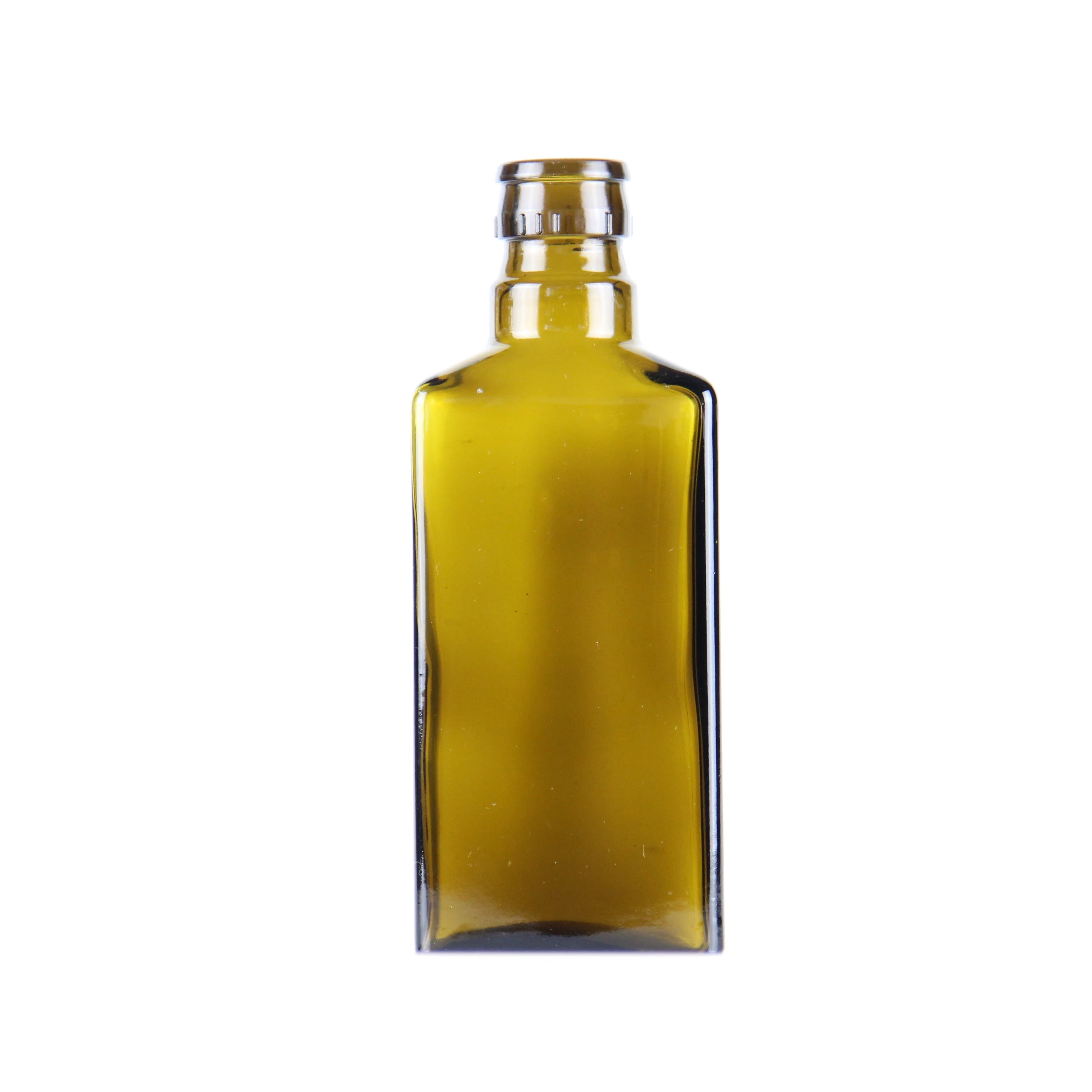 500ml high quality crown cap finish square shape olive glass bottle