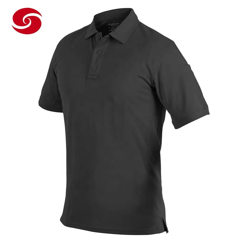 Polo Shirt 100% Polyester Custom Tactical T-shirt Men Stand Short Sleeve Casual OEM Service Woven Adults Print Autumn Plain Dyed