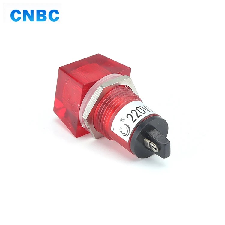 Square head 15mm high quality waterproof plastic red green 12v 120v 24v signal lamp pilot light 220v led indicator lamp