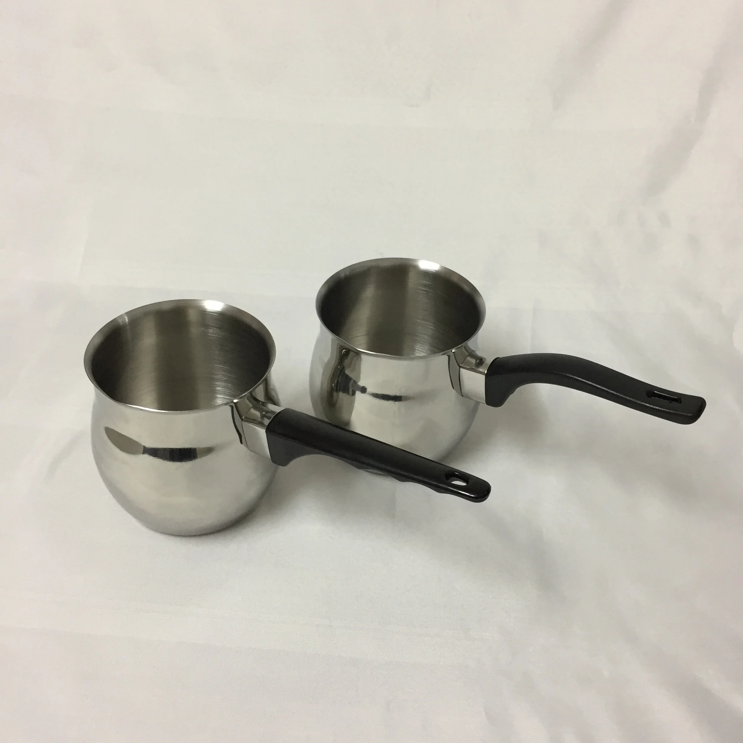 Black Bakelite Handle Milk Butter Melting Pot Stainless Steel Warmer Coffee Pot