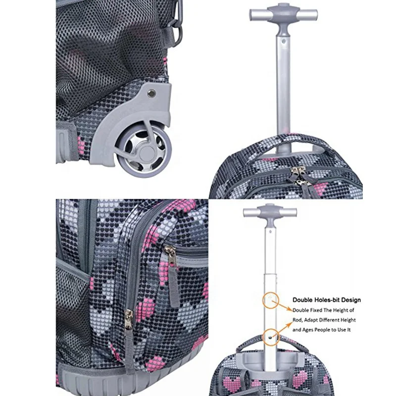 2021 New Fashion Wheeled School Backpack with Lunch Box