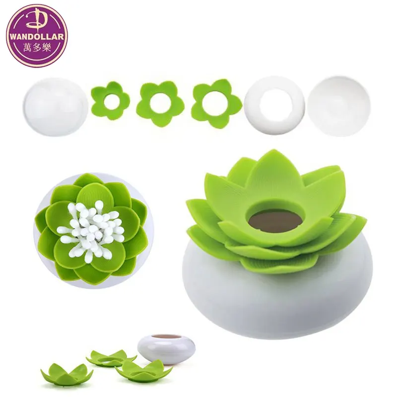 Q-tips Holder Cotton Ball/Swab Organizer Lotus Shape Swab Cosmetic Storage Toothpick Holder